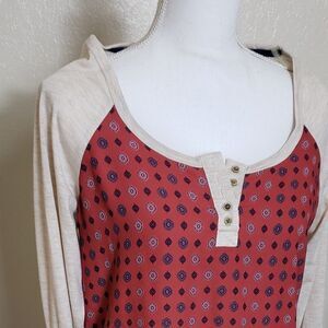 Long two tone floral top